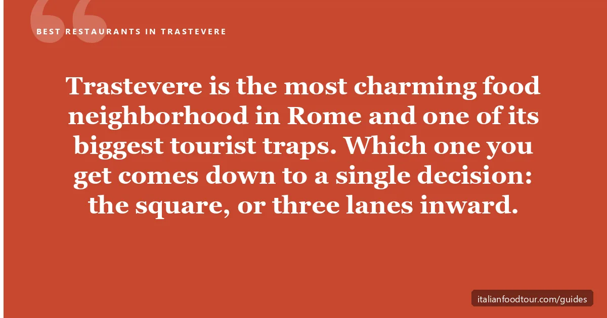 Best restaurants in Trastevere — skip the touristy squares, walk three lanes inward to where Romans actually eat